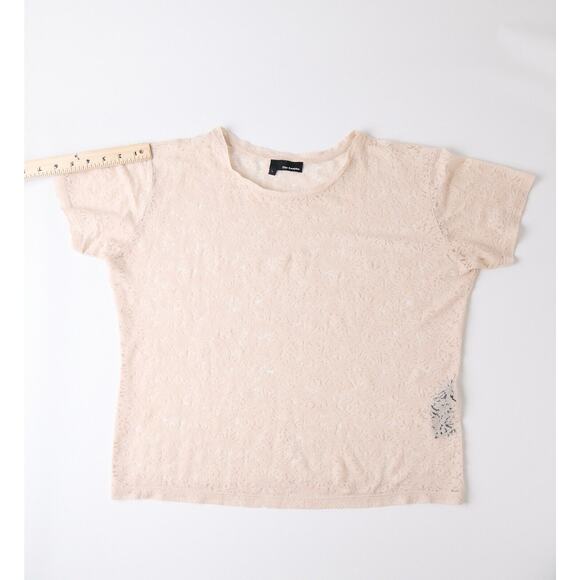 The Kooples Blouse Top Shirt Women Large Sheer Beige Floral Cotton Boho Romantic - Picture 4 of 8